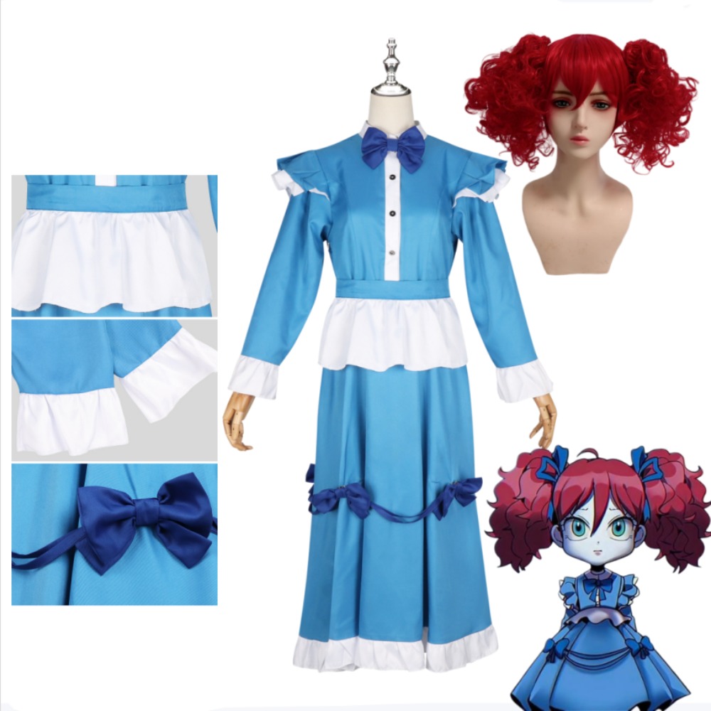Anime Cosplay Blue Hair - Poppy Red Hair Cosplay Kostuum Volledige